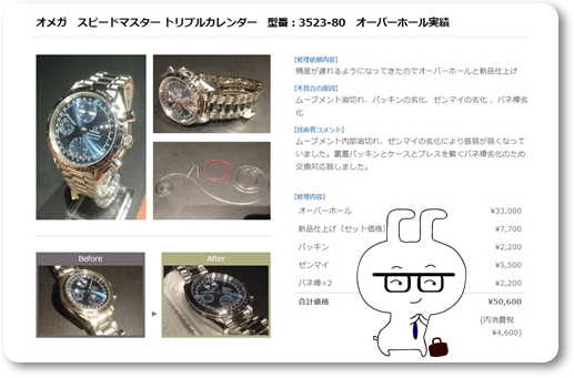 オーバーホール事例　スピードマスター トリプルカレンダー